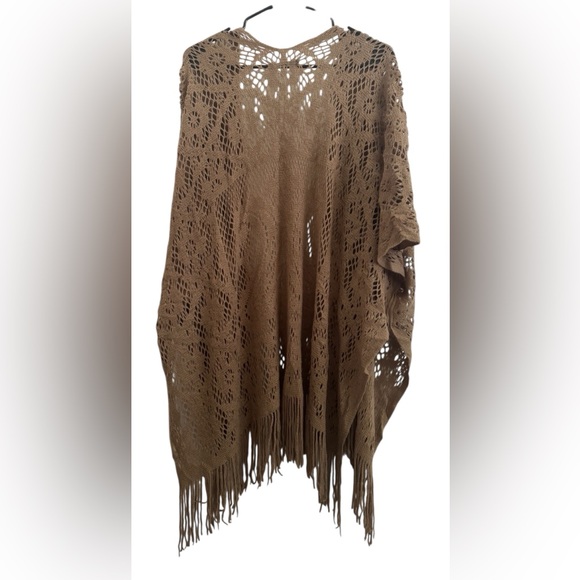Do Everything in Love Tan BOHO Western Brown Fringe Kimono Cardigan One Size - Picture 9 of 10
